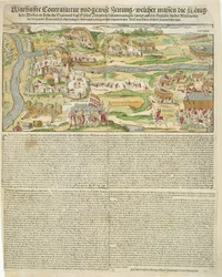 Zicht op het beleg van Polotsk door Stephen Bathory (1533-86) in 1579